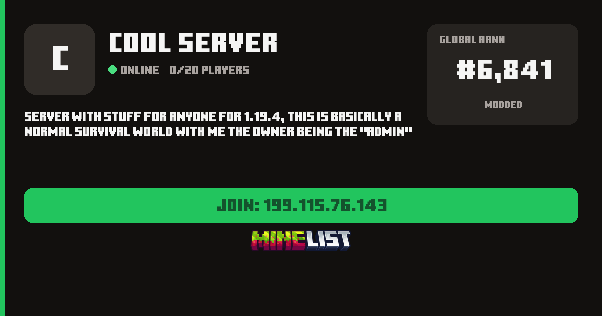 Cool Server Minecraft Server IP and Vote Link