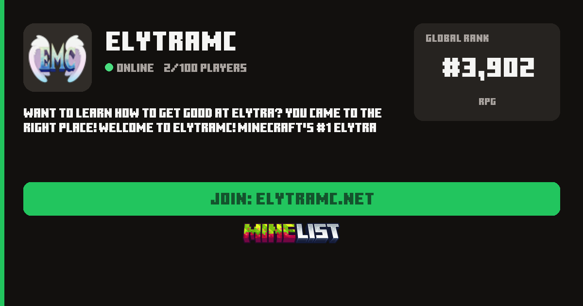 ElytraMC Minecraft Server IP, Discord, Website Link and Vote Link