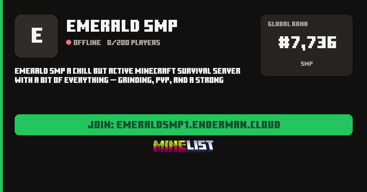 Emerald SMP Minecraft Server IP, Discord, Crossplay and Vote Link