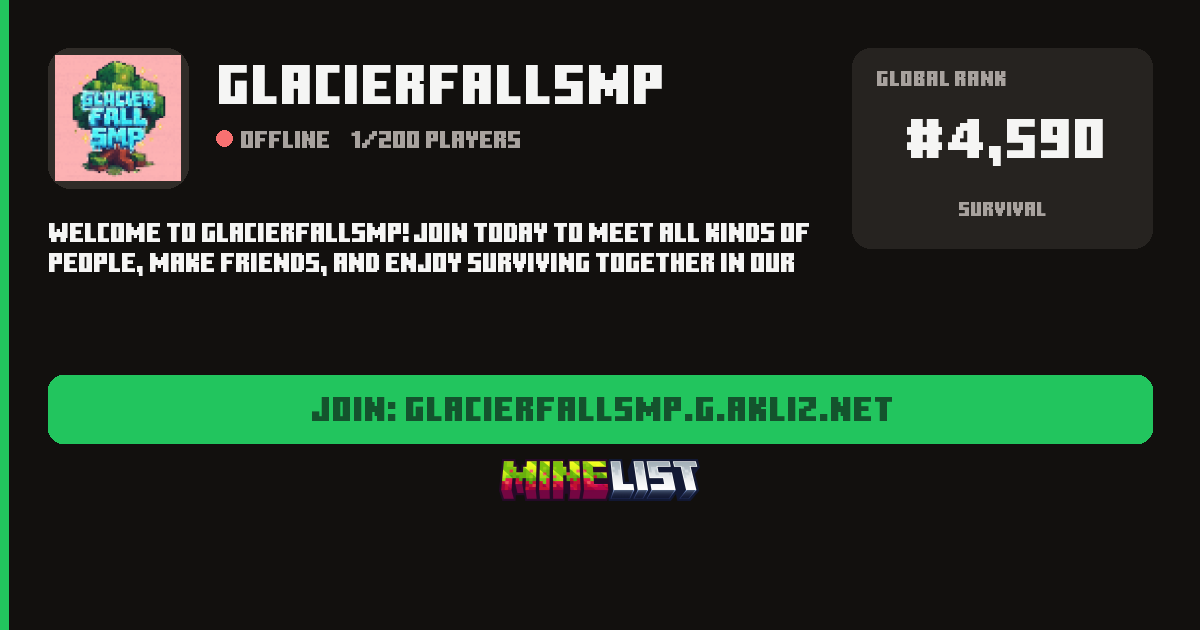 GlacierFallSMP Minecraft Server IP, Discord, Crossplay and Vote Link