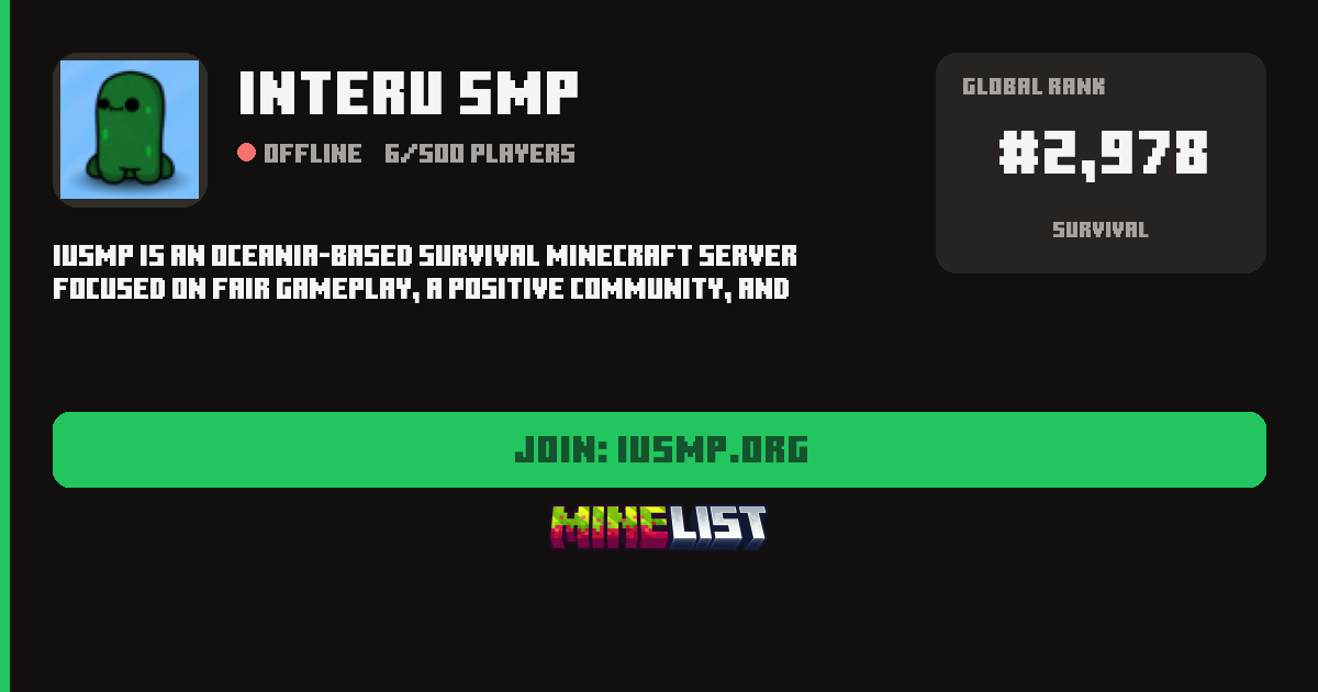InterU SMP Minecraft Server IP, Discord, Website Link and Vote Link