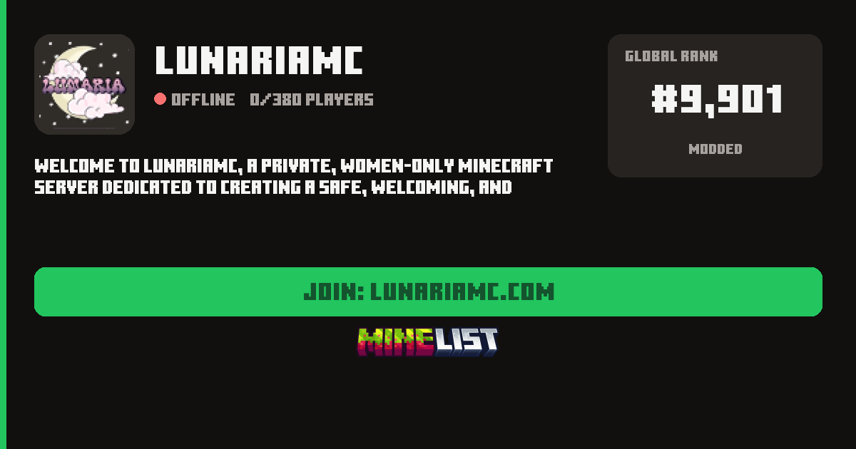 LunariaMC Minecraft Server IP, Discord and Vote Link