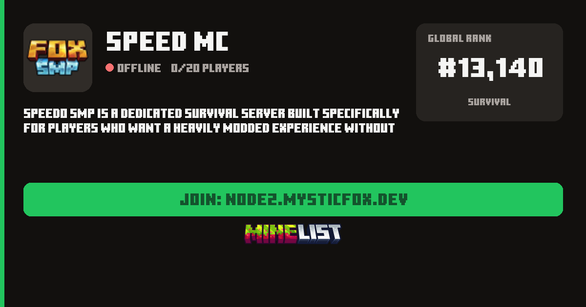 Speed MC Minecraft Server IP and Vote Link